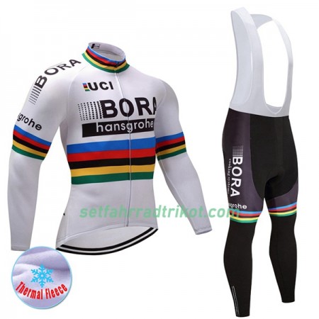 Radbekleidung Radtrikot Langarm + Lang Trägerhose 2017 Bora-Hansgrohe Damen Winter Thermal Fleece N002